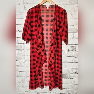 Lularoe Shirley Chiffon Plaid Kimono NWT